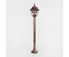 Lámpara de pie para exterior cobre vidrio antiguo estilo Tiffany 1,03m de alto E27 lámpara de forma rústica terraza en el jardín