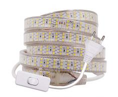 XUNATA 2m 220V Tira LED SMD 2835 Blanco Frio, Super Brillante (276 LED/m) Luz de cuerda LED Flexible, IP67 Impermeable para escalera cocina interior Decoración
