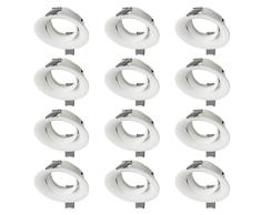 SEBSON 12x Foco empotrable Techo orientable incl. GU10 casquillo (LED/Halógeno) - Orificio de montaje ø80mm, ø90x25mm, redondo, aluminio blanco