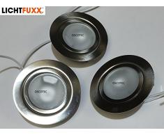 3 x LICHTFUXX LF-125-LED-SW – Downlight G4 techo empotrable muebles foco empotrable apto para bajo voltaje bombilla LED o halógena. G4 mounted – 12 – 24 V bajo voltaje, mejor Set de 3 focos empotrables, de máximo