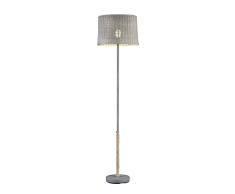 Trio Leuchten Lámpara de pie E27, Rattan Gris, 39 x 39 x 165 cm