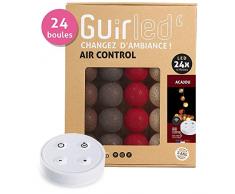 Guirnalda de luces LED USB con mando a distancia inalámbrico, cargador doble USB 2A incluido, 4 intensidades, 16 o 24 bolas, caoba, 24 Bolas