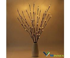 Lámpara decorativa con ramas y 20 LEDs que funciona con baterias para Navidad, Halloween, bodas, bautizos. Luz blanca o cálida. 3 PCS