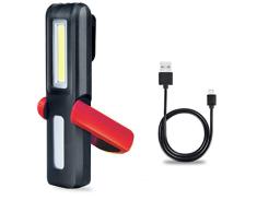 Linterna Taller Lampara led Recargable, HTBAKOI Luz de Trabajo Portatil Mecanico Superbrillante Dual Modo( LED + COB ) con Base Magnética 360º Gancho para Coche Hogar Camping Carro Emergencia Rojo