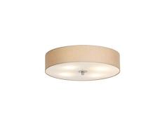 QAZQA Moderno Plafón rústico beige 50cm - DRUM Vidrio/Textil/Acero Redonda Adecuado para LED Max. 4 x 40 Watt