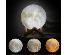 Lámpara LED de luna, 3D, lámpara de noche, lámpara de mesa regulable, lámpara táctil para salón