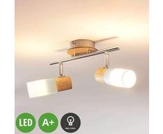 LED Proyector, foco Christoph (Tradicional) en Marrón hecho de Madera e.o. para Dormitorio (2 llamas, E14, A+) de LAMPENWELT | foco empotrado, lámpara de techo, lámpara de pared