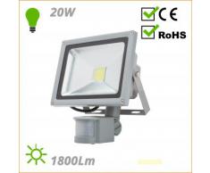 Proyector de LEDs para Exterior con Detector Movimiento 20W 1800Lm 30.000H