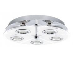 Eglo 30933 iluminación de techo - Lámpara (Dormitorio, Cocina, Salón, Cromo, Transparente, Color blanco, Alrededor, GU10, 15W, 3000K)