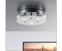 B.K.Licht - Lámpara plafón LED con forma redonda, 3 focos y para interiores, diseño elegante y discreto de luz blanca cálida, 3W y 250 lúmenes, 3000K, color níquel mate