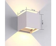tvfly LED Apliques de Pared Modernos en Acero, Lámparas Exterior Impermeable IP65 para Dormitorios, Salón, Comedor Jardín, 12W, Blanco