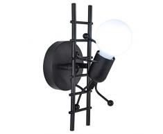Goeco Humanoide Creativo Lámpara de Pared Interior Luz de Pared Moderno Apliques de Pared Art Deco, Apliques Pared para Sala de Estar Pasillo Dormitorio, 220V, E27 Bombilla no Incluida (Negro)