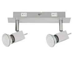 Lámpara LED Spot Sistema de raíles agata de metal cepillado aluminio L: 13 cm B: 23 cm H: 6 cm