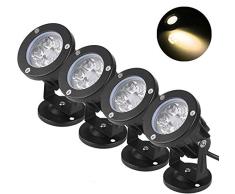 BLOOMWIN 4PCS Foco Proyector Exterior Foco LED con Base Lámpara Luz de Camino Blanco Cálido IP65 220V 5W Impermeable LED Bombilla Exteriores para Jardín Aire Libre Césped Patio Decoración