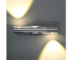 Glighone Apliques de pared Lámpara Moderna 2 LED 6W Luz de Puro Aluminio Luz en Moda Lámpara Interior para Decoración del Hogar Dormitorio, Blanco Cálido