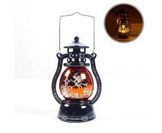 Decoraciones de Halloween Latern Luces de lámpara de aceite de Halloween Té con pilas Luz sin llama con bruja, fantasma, calavera, zombi, murciélagos para bar Decoración para el hogar al aire libre