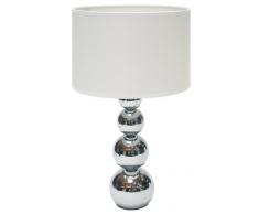 Ranex Mandy - Lámpara de mesa con función táctil, metal cromado y tela, color blanco
