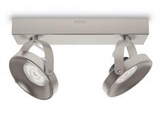 Philips myLiving Spur - Barra de focos, LED, 2 luces, iluminación interior, cepillado, luz blanca cálida, IP20, color gris