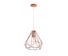 STOEX E27 Lámpara Colgante Retro Vintage Lámpara de Techo Industrial Metal Diamante Jaula Moderna Araña 40W Iluminación Colgante Dormitorio Cocina Salón Pasillo, Oro Rosa