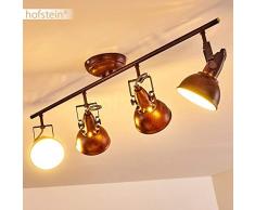 Lámpara de techo Tina, de metal en marrón/blanco oxidado, 4 llamas, con focos regulables, 4 tomas E14 máx. 40 W, spot en diseño retro/vintage, adecuado para fuentes de luz LED