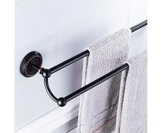 Dpliu-LY Toallero Acero Inoxidable de Toallas de baño de Pared de Doble hilera de Toallas, rieles de latón de Toallas for baño/Cocina, Rod 57 cm Longitud, Negro, Tornillo de Montaje Estantes Baño
