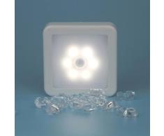 STRIR Luz nocturna LED con sensor de movimiento crepuscular | LED Armario iluminación con 6 ledes para cajón, escaleras, Dormitorio, Cocina, habitación de los Niños/Funciona Con Pilas (Blanco frío)