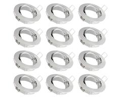 SEBSON 12x Foco empotrable Techo orientable incl. GU10 casquillo (LED/Halógeno) - Orificio de montaje ø75mm, ø83x21mm, redondo, aluminio cromo