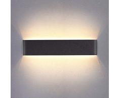 Yafido Aplique Pared Interior LED 14W Lámpara de pared Moderna Negro Blanco Cálido Aluminio Acrílico perfecto para Salon Dormitorio Sala Pasillo Escalera 40CM