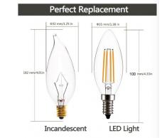 Bulbright 6 Unidades 4W C35 LED Bombilla de Filamento, Candelabro Retro Bombilla, Estilo de Edison，220-240V, E14, Luz Blanca Cálida 2700K, 4W LED Bombilla Sustituye a 40W bombilla incandescente (4)