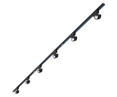 Biard - Carril Negro de Techo con 6 Focos LED Barra de Iluminación con Bombillas Orientables en Blanco Frío (7W, 3 Metros, IP20)