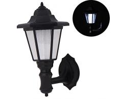 Camino de la lámpara solar al aire libre del jardín LED de encendido verde colgar de la pared del edificio claro, blanco