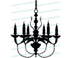 (35 x 40 cm) de la pared del vinilo adhesivo de la lámpara/lámpara con velas arte decoración wallkraft/Lustre burrda twistfix/Lustre Mural extraíble + regalo gratis al azar TecGadgets