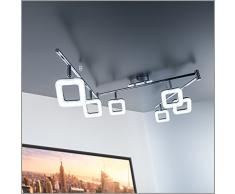 Barra de techo con 6 focos de forma angular I 6 x 4 W LED Lámpara de techo de salón, Orientables y giratorios, Metal y Plástico, Foco angular, Color Cromado, 230 V, IP20, Luz blanco cálido 3000K