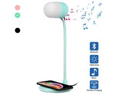 Orimi Tres en uno Cargador por inducción Altavoz Bluetooth Lámpara de Mesa (Verde Claro)