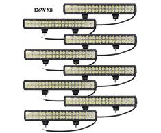 Leetop 8X 126W LED Luz de Trabajo Lámpara Trabajo Bar Foco Proyector Viga de Inundación del Iluminacion Conducción LED Faros Coche Luz Auto Moto Camión Campo a Través del Carro Coches Barco Minería Pesca Vehículos Todo Terreno