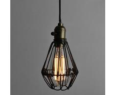 icase4u® Original Antiguo Lámpara Colgante con Pantalla de Estilo Retro Lámpara de Techo Industrial Lámpara de Hierro Vintage Flor Lámpara de Araña Chula Lampara Jaula Rosca E27 (Jaula A)