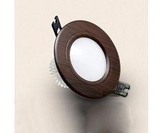 Tritow 3W Tres Colores atenuación Iluminación de Techo Iluminación de Negocio Hogar Foco empotrable de Interior Iluminación de bajo Consumo Iluminación LED de Aluminio de Madera Panel Luz