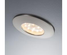 Foco LED empotrable I Ø 75 mm I Lámpara de techo plana I Kit de 6 unidades I Color de la luz blanco cálido I Plástico en color níquel mate I Downlight I Ultra slim I baño I 230 V I IP44 I 6 x 5 W