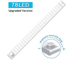 Cshidworld 78 LED Luz Armario Sensor Movimiento Armario Luz Nocturna Luz Interiores Armario Brillo Ajustable Luces Armario Luz del Gabinete para Pasillo, Escalera, Cocina (2 Modo de Sensor)