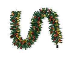 JOYIN 270 cm Guirnalda de Navidad Decoración Led para Árbol Artificial Premium 100 Luces LED Y Piñas Naturales Conectable A Más Guirnaldas