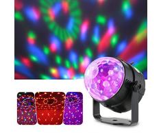 Lixada Bola Discoteca Luces RGB LED Mini Crystal Magic Bola Giratoria Efecto LED Escenario Luces para KTV Navidad Fiesta Boda Discoteca DJ
