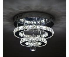 SHFGOO Lámpara de techo LED de cristal moderno K9 Lámpara de araña de cristal de acero inoxidable Decoración perfecta para pasillo/escalera/dormitorio/comedor (luz blanca)