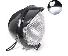 tuincyn Motocicleta Faros Bombilla lámpara DC 12 V 10 W Retro redonda motocicleta blanco luz de circulación diurna para Universal para Harley Chopper Bobber Custom (Pack de 1)