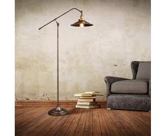 ZSAIMD Lámpara de pie con la cortina industrial jaula ajustable, Retro Nostálgico Lámpara de suelo rústico de la lámpara cepillado En rojizo Acabado Bronce, Linterna Lámpara de pie for sala de estar,