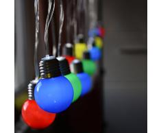 Gadgy ® Guirnalda Luces Colores | Cadenas de 25 Bombillas LED Plástico | Luces Para Patio Fiesta Jardin | Prueba de Salpicaduras usan Interiores| 10 Metros | Bajo Consumo Energia