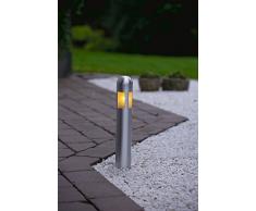 Konstsmide Amalfi 7620-000 - Focos de acero inoxidable para clavar en el suelo (4 unidades, 6 x 6 x 35 cm, 5 W)