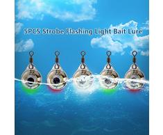 Lixada 5pcs Llevó Pesca Luz Profunda Gota Subacuática Forma Redonda Calamar Estroboscópica Intermitente Luz Cebo Señuelo