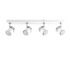 MiniSun – Moderna Lámpara de Techo – Barra de 4 Focos Orientables – Color Blanco - Regleta de Luz - Iluminación Interior