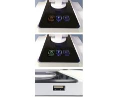 CristalRecord Atlantis - Lámpara flexo LED, 9 W, 3 tonos de luz y encendido táctil, puerto USB