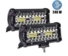 LTPAG 2pcs Focos LED Tractor, 7 240W 24000LM Faros Trabajo LED 12V-24V Barra LED IP68 Impermeable Luz de Niebla para Coche,SUV, UTV, ATV, Off-road,Camión,Moto,Barco - Garantía de 2 años